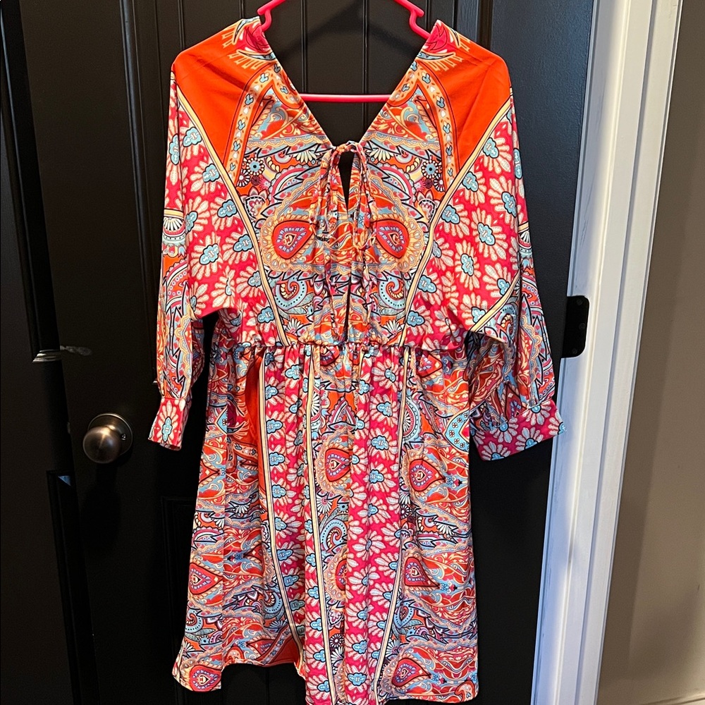 Trendy Boutique Colorful Patterned Long Sleeve Dress - Picture 3 of 3
